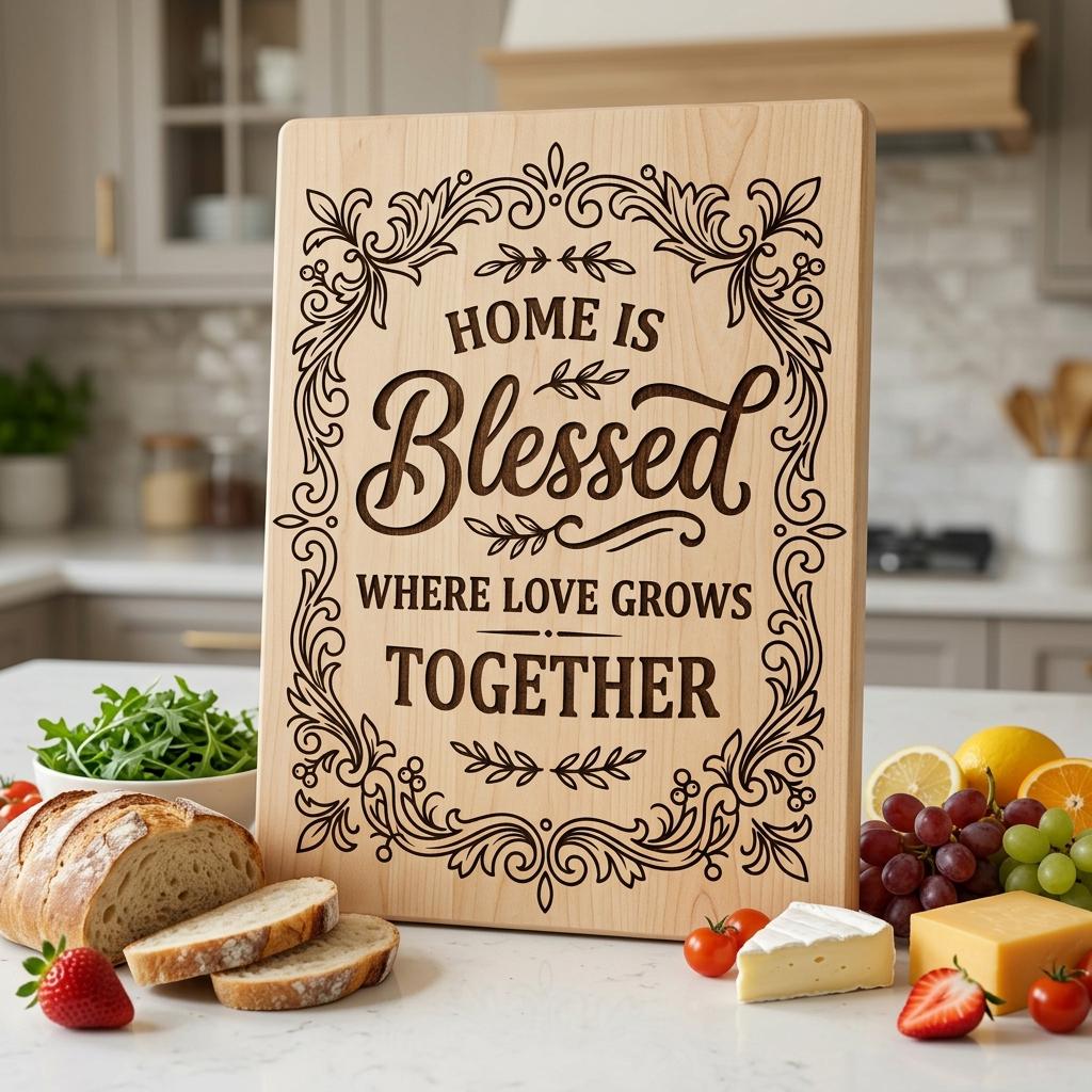 Charcuterie Board Engraving Designs, Rustic Home Quotes, Botanical Blessings