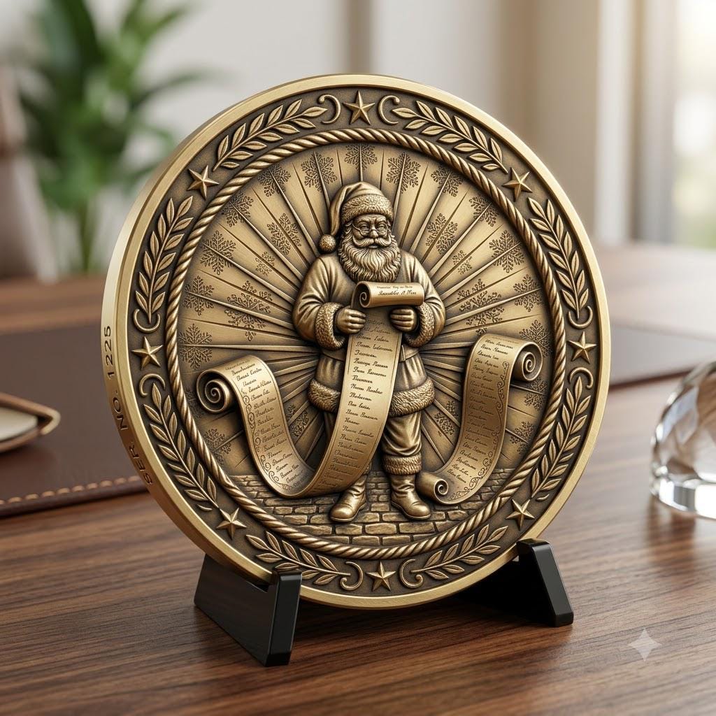 Classic Santa Relief Depth Map Bundle, Christmas Coin Laser Engraving Design