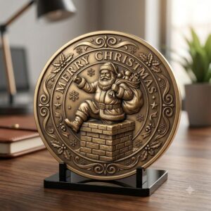 Classic Santa Relief Depth Map Bundle, Christmas Coin Laser Engraving Design