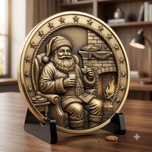 Classic Santa Relief Depth Map Bundle, Christmas Coin Laser Engraving Design