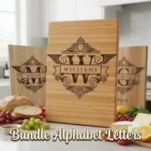 Custom Family Crest Monogram, Vintage Surname Logo for Wood Engraving