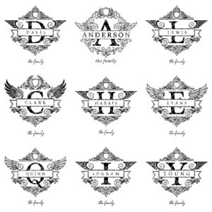 Custom Family Crest Monogram, Vintage Surname Logo for Wood Engraving