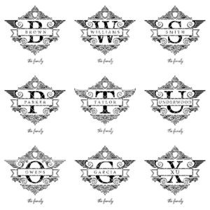 Custom Family Crest Monogram, Vintage Surname Logo for Wood Engraving