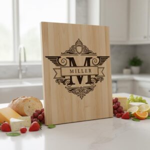Custom Family Crest Monogram, Vintage Surname Logo for Wood Engraving