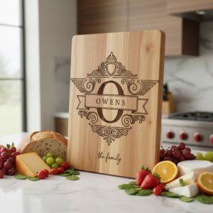 Custom Family Crest Monogram, Vintage Surname Logo for Wood Engraving