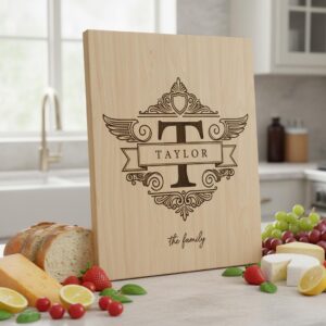 Custom Family Crest Monogram, Vintage Surname Logo for Wood Engraving