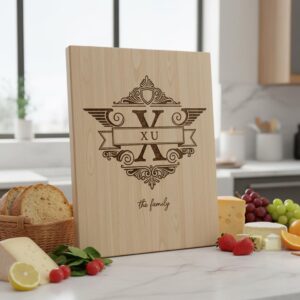 Custom Family Crest Monogram, Vintage Surname Logo for Wood Engraving