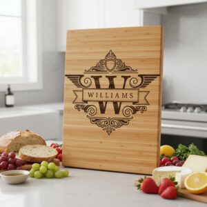 Custom Family Crest Monogram, Vintage Surname Logo for Wood Engraving