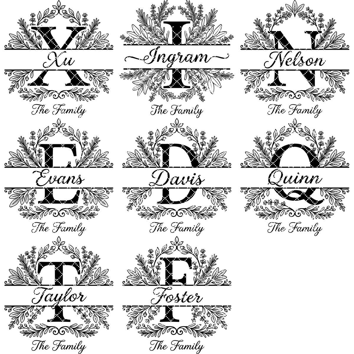 Custom Family Monogram Crests, Laser Engraving Alphabet for Chopping Boards