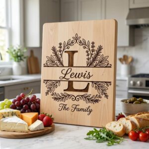 Custom Family Monogram Crests, Laser Engraving Alphabet for Chopping Boards