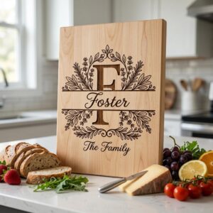 Custom Family Monogram Crests, Laser Engraving Alphabet for Chopping Boards