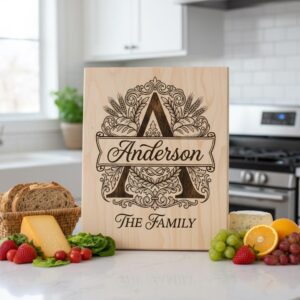 Custom Family Monogram Engraving, Personalized Alphabet For Kitchen Boards
