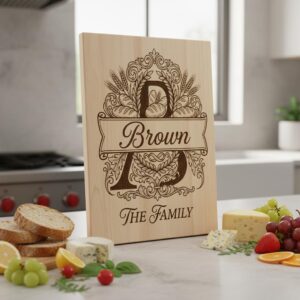 Custom Family Monogram Engraving, Personalized Alphabet For Kitchen Boards