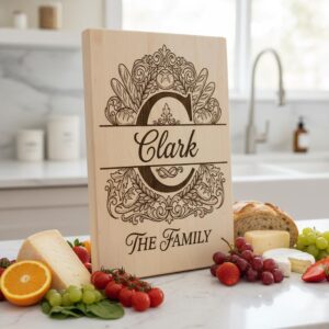 Custom Family Monogram Engraving, Personalized Alphabet For Kitchen Boards