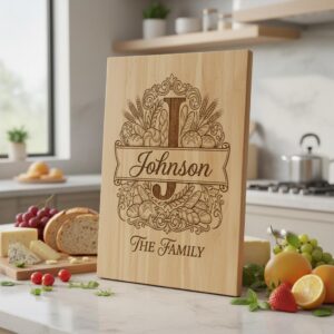 Custom Family Monogram Engraving, Personalized Alphabet For Kitchen Boards