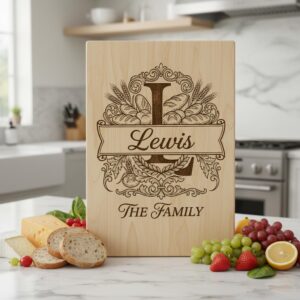 Custom Family Monogram Engraving, Personalized Alphabet For Kitchen Boards