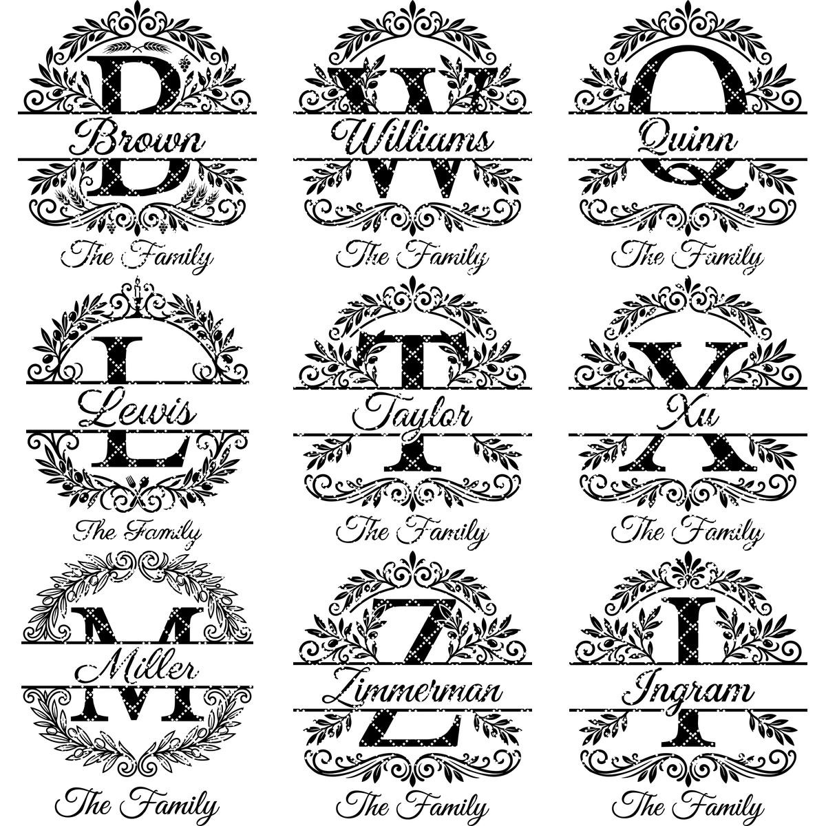 Custom Family Name Monogram Bundle, Laser Engraving Alphabet for Wood Decor