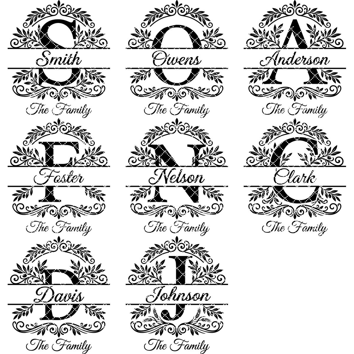 Custom Family Name Monogram Bundle, Laser Engraving Alphabet for Wood Decor