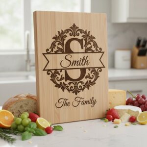 Custom Family Name Monogram, Chopping Board Laser Engraving Design