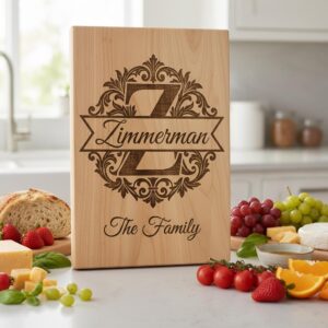 Custom Family Name Monogram, Chopping Board Laser Engraving Design