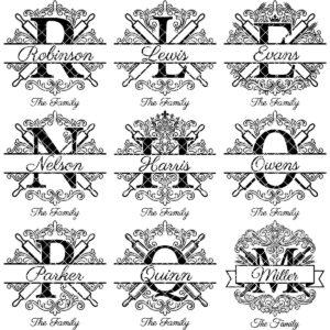 Custom family name monogram, flourish alphabet bundle for engraving boards