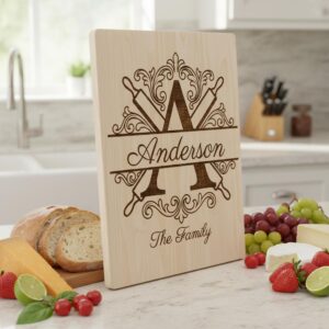 Custom family name monogram, flourish alphabet bundle for engraving boards