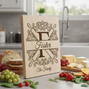 Custom family name monogram, flourish alphabet bundle for engraving boards