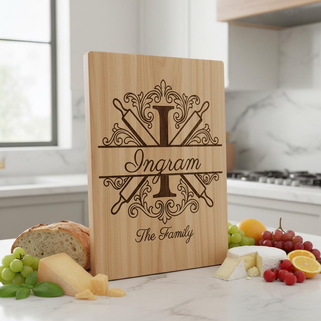 Custom family name monogram, flourish alphabet bundle for engraving boards