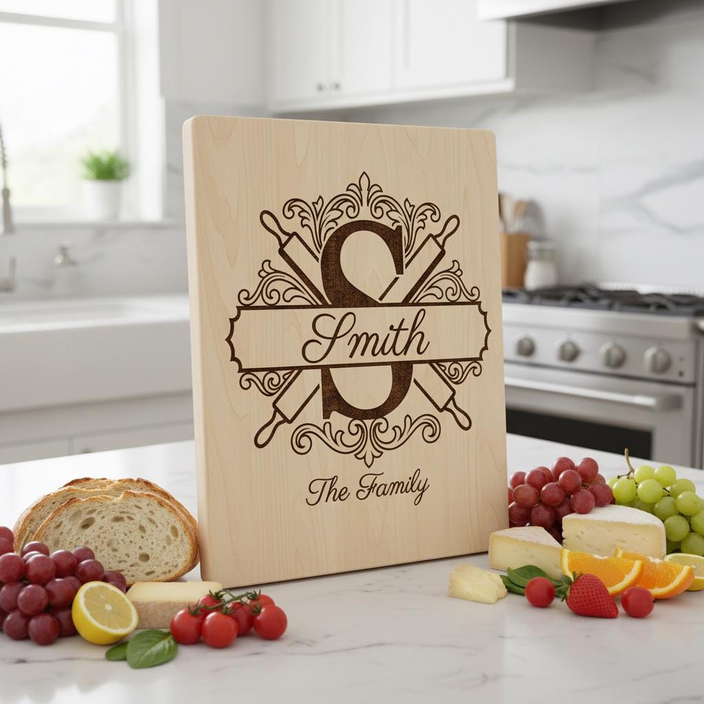 Custom family name monogram, flourish alphabet bundle for engraving boards