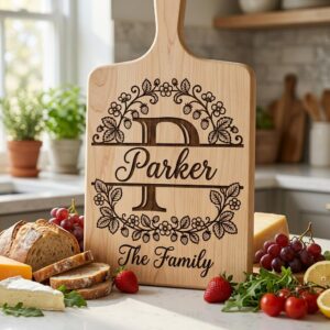 Custom Family Surname Alphabet, Strawberry Vine Monogram Engraving File