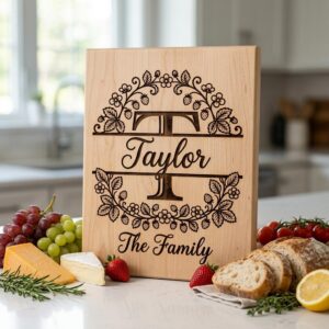 Custom Family Surname Alphabet, Strawberry Vine Monogram Engraving File
