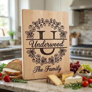 Custom Family Surname Alphabet, Strawberry Vine Monogram Engraving File