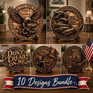 Dont Tread On Me Laser Engraving, 3D Illusion Patriotic Wood Sign Design