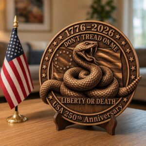 Dont Tread On Me Laser Engraving, 3D Illusion Patriotic Wood Sign Design
