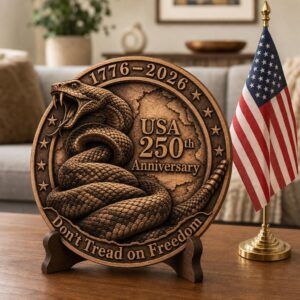 Dont Tread On Me Laser Engraving, 3D Illusion Patriotic Wood Sign Design
