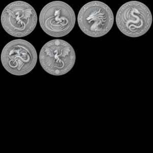 Dragon Coin Depth Map for Laser Engraving, Bronze Relief Medallion Designs