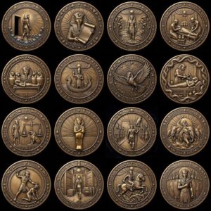 Egyptian Pharaoh Coin, Deep Relief Depth Map for Laser Engraving, PNG Bundle