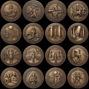 Egyptian Pharaoh Coin, Deep Relief Depth Map for Laser Engraving, PNG Bundle