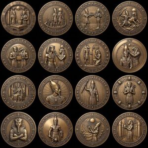 Egyptian Pharaoh Coin, Deep Relief Depth Map for Laser Engraving, PNG Bundle