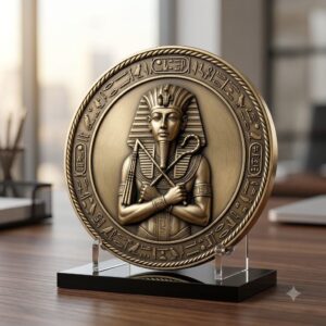 Egyptian Pharaoh Coin, Deep Relief Depth Map for Laser Engraving, PNG Bundle