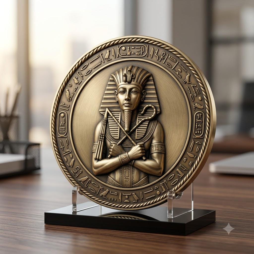 Egyptian Pharaoh Coin, Deep Relief Depth Map for Laser Engraving, PNG Bundle