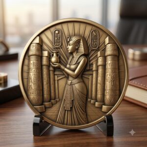 Egyptian Pharaoh Coin, Deep Relief Depth Map for Laser Engraving, PNG Bundle