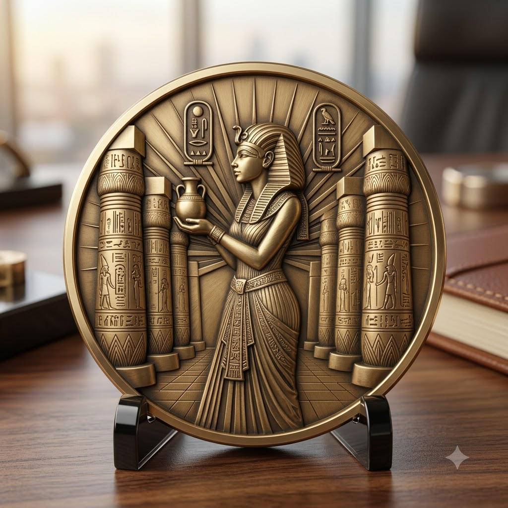 Egyptian Pharaoh Coin, Deep Relief Depth Map for Laser Engraving, PNG Bundle