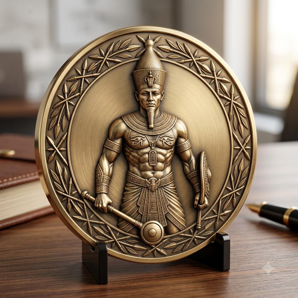 Egyptian Pharaoh Coin, Deep Relief Depth Map for Laser Engraving, PNG Bundle
