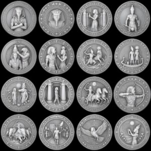 Egyptian Pharaoh Coin, Deep Relief Depth Map for Laser Engraving, PNG Bundle