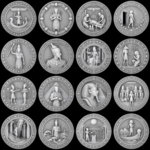 Egyptian Pharaoh Coin, Deep Relief Depth Map for Laser Engraving, PNG Bundle