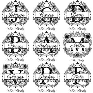 Elegant Floral Monogram Alphabet, Family Name Engraving For Wooden Boards