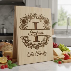 Elegant Floral Monogram Alphabet, Family Name Engraving For Wooden Boards