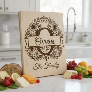 Elegant Floral Monogram Alphabet, Family Name Engraving For Wooden Boards
