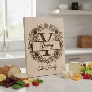 Elegant Floral Monogram Alphabet, Family Name Engraving For Wooden Boards